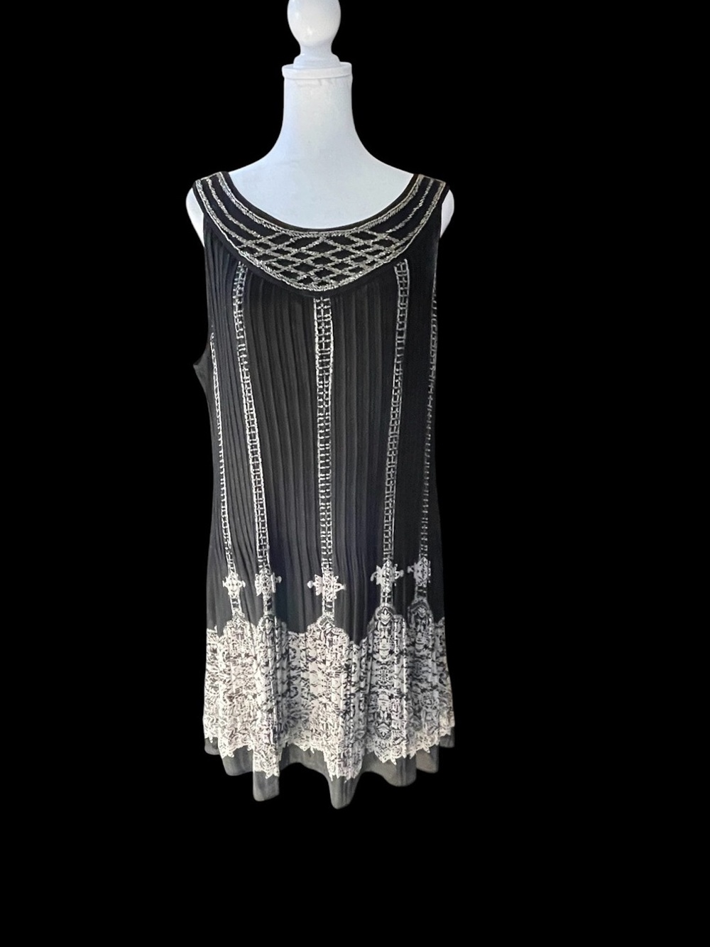 Alfani Black Beaded Flapper Dress, Sz 16w